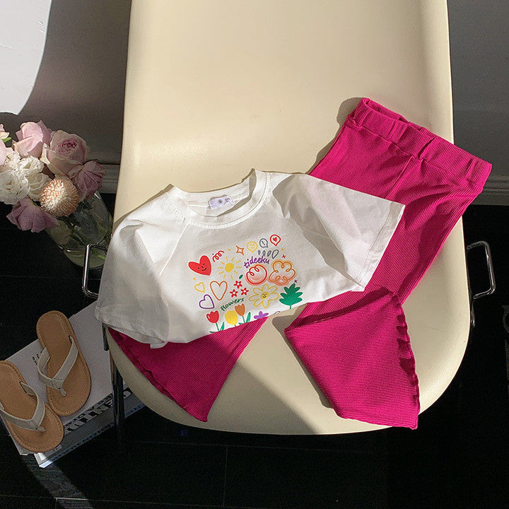 Baby Girls Clothes Set T Shirts and Flare Trousers Clothes Set 2-7 Years | Shopee Malaysia Evansi
